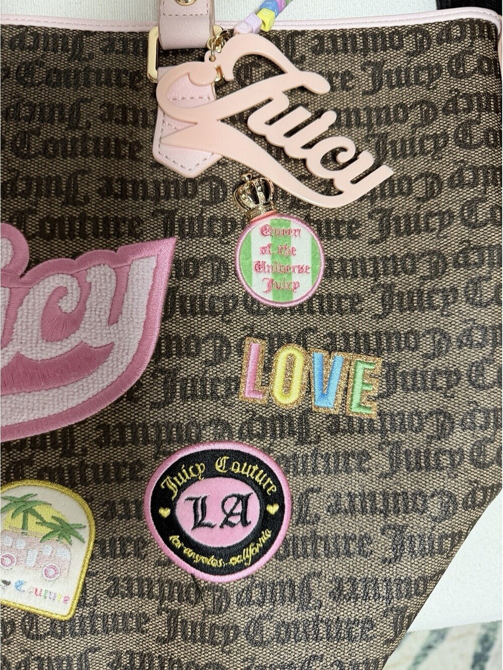 Juicy Couture Exclusive Taupe Dark Brown Juicy Run The World Tote Bag - Picture 7 of 9